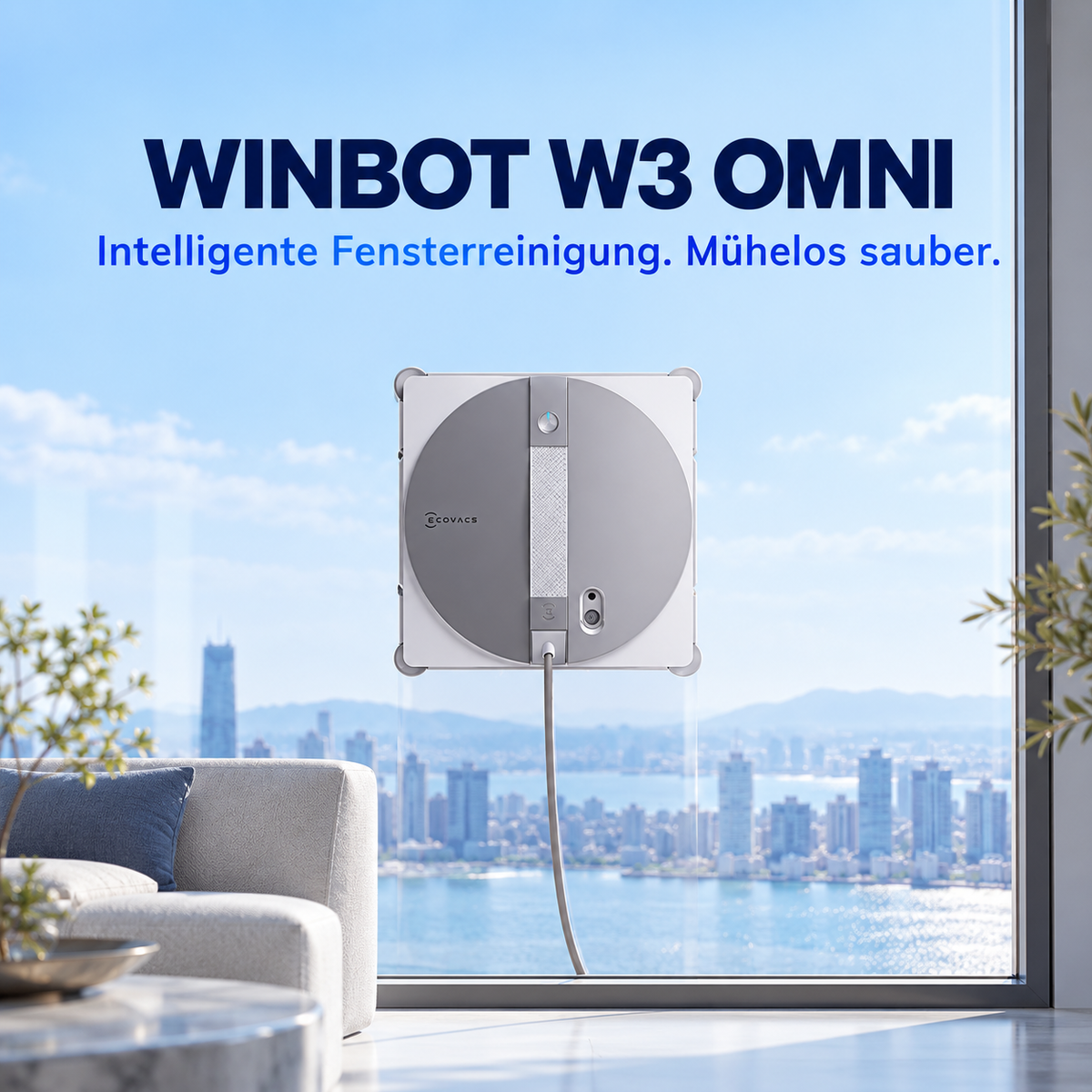 Ecovacs Winbot W3 Omni Fensterputzroboter – Ecovacs Automatische Fensterreinigung für Glas & Fenster