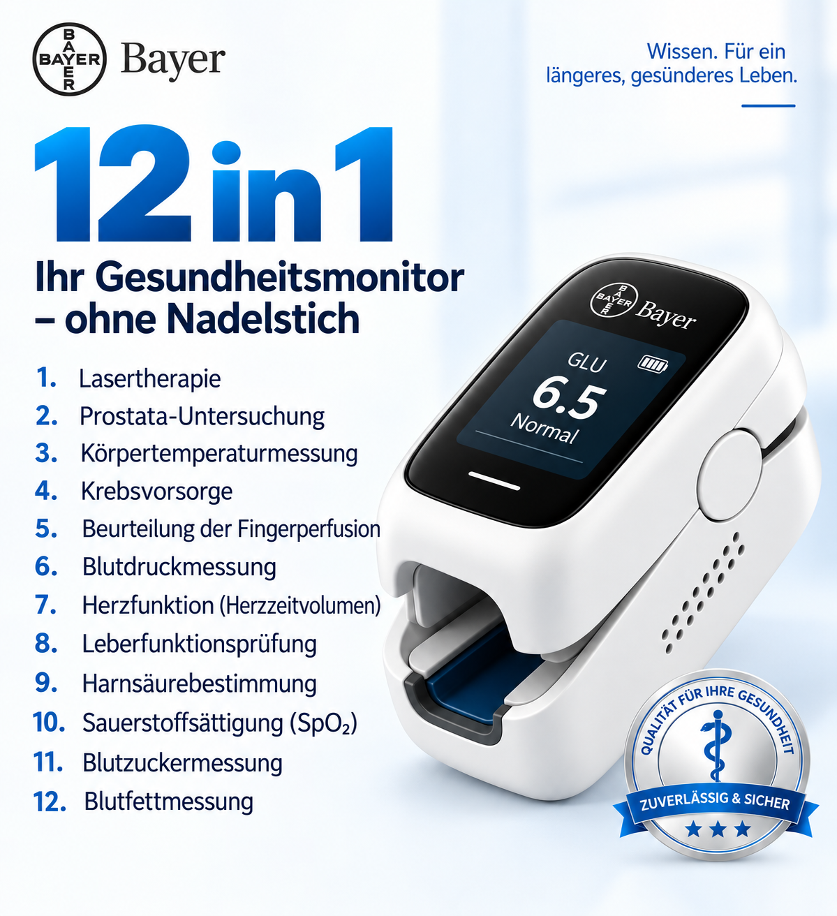 Bayer 12-in-1 Nicht-invasives Gesundheitsmessgerät für den Finger
