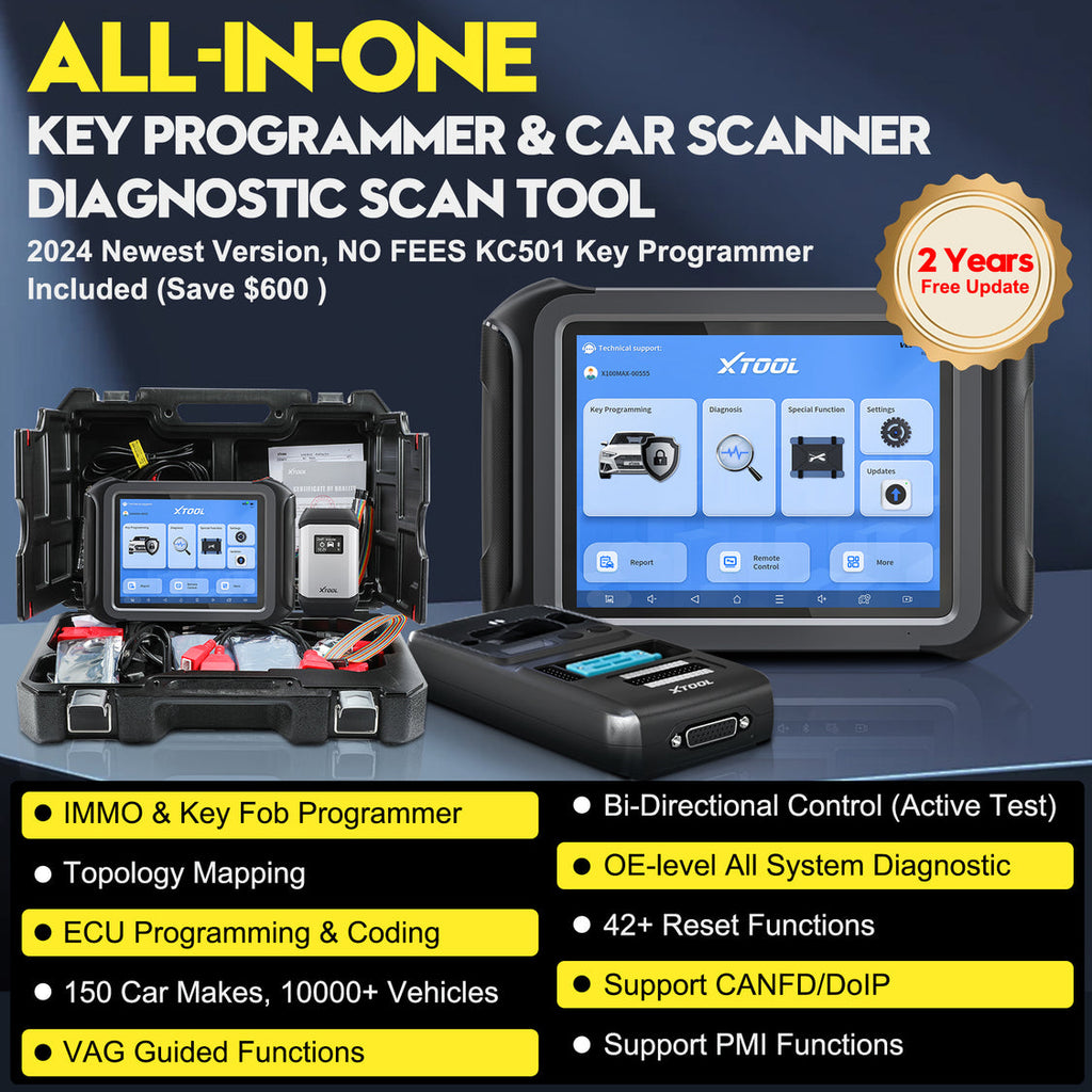 XTOOL X100 MAX Kfz Diagnosegerät mit KC501, Schlüsselprogrammierung, ECU-Codierung & bidirektionaler Diagnose